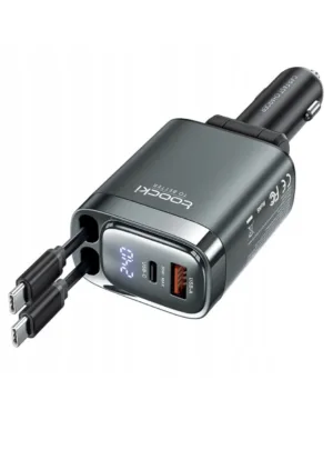 Ładowarka samochodowa Toocki 105W z wysuwanym kablem USB-C, PD 45W,12/24v 4 porty