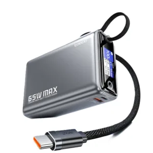 Powerbank Toocki 20000 mAh PD 65W z Magnetycznym ładowaniem bezprzewodowym i wbudowanym kablem USB-C