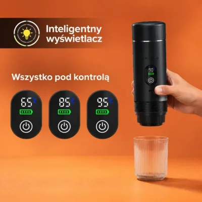 Wyświetlacz LED czarnego ekspresu – temperatura i poziom baterii