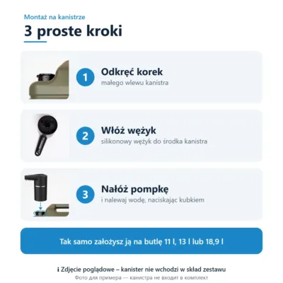 Montaż elektrycznej pompki na kanistrze w 3 krokach – kanister nie wchodzi w skład zestawu