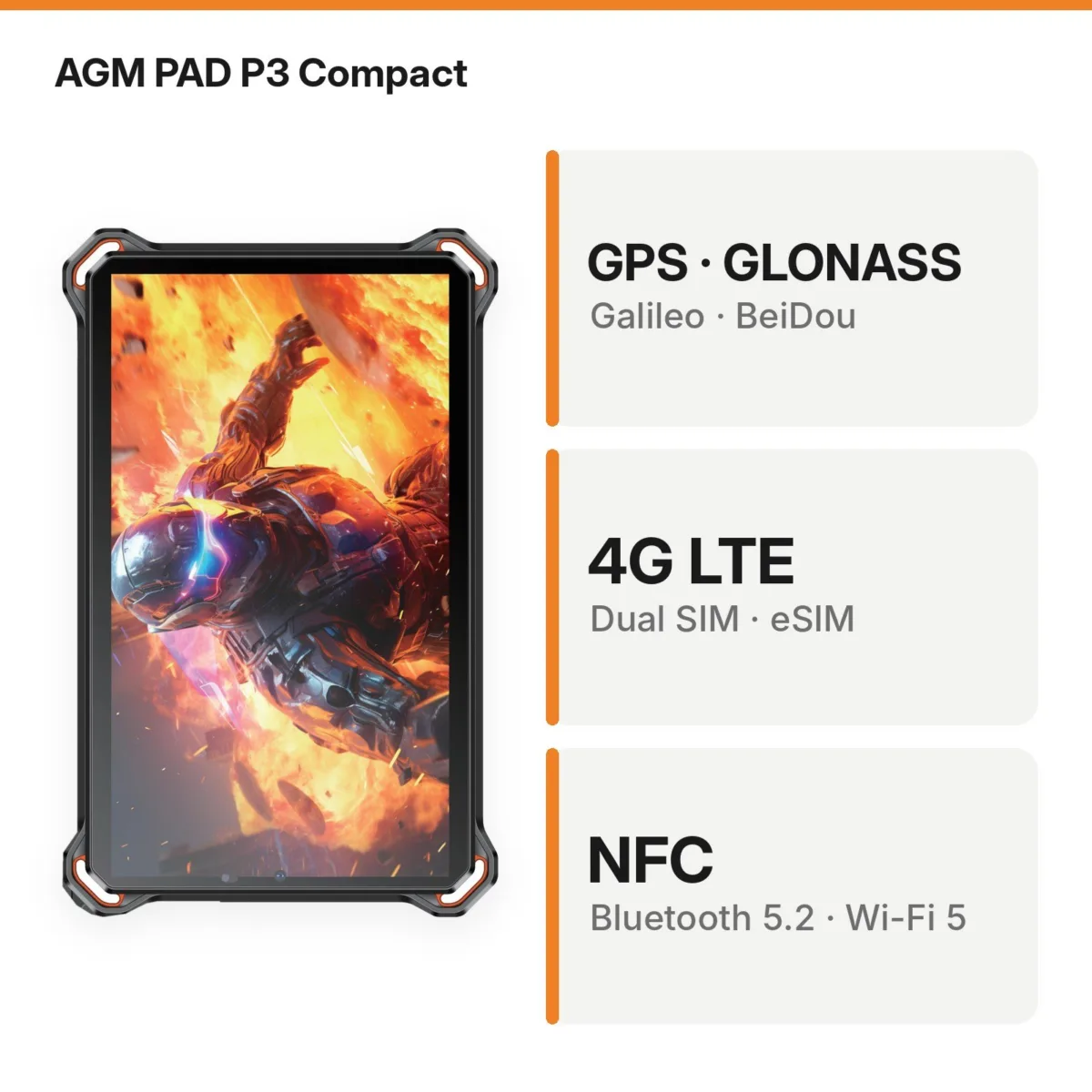 AGM PAD P3 Compact – GPS, GLONASS, Galileo, BeiDou i 4G LTE