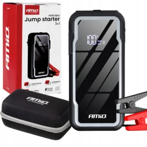 Booster rozruchowy Jump Starter 1600 A 12 V 3w1 – Powerbank 12 000 mAh, Latarka LED i Etui