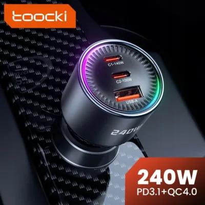 Ładowarka samochodowa 240 W – porty USB-C 140 W, USB-C 100 W i USB-A